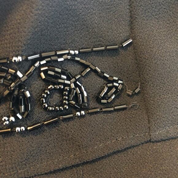 Vintage R & M Richards Black Sheath Beaded Sleeveless Dress Size 8 - Picture 6 of 8